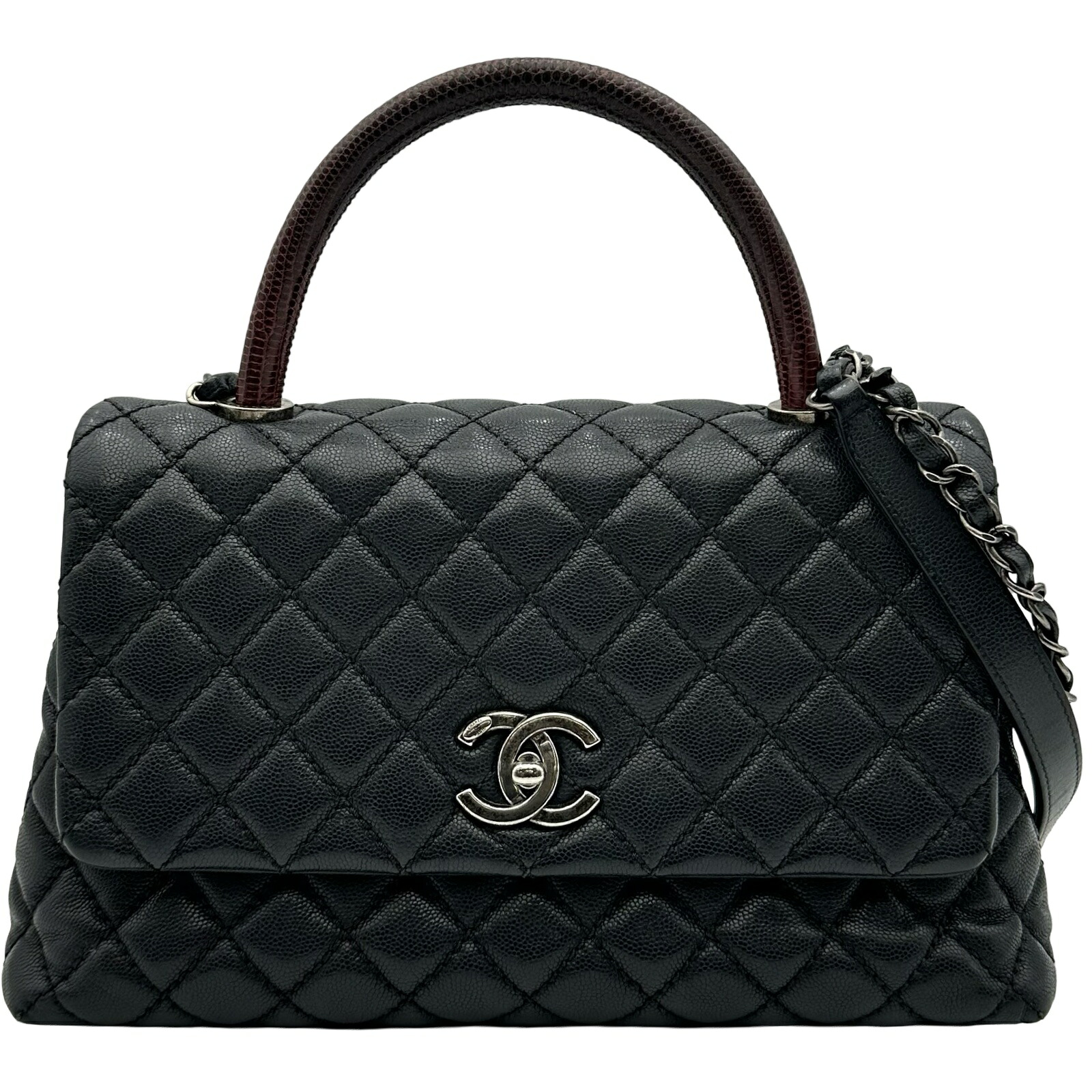 シャネル CHANEL ココハンドル29 A92991 21番台 ブラック シルバー金具 キャビア・リザードスキン レディース ショルダーバッグ【中古】|OKURA(おお蔵)店