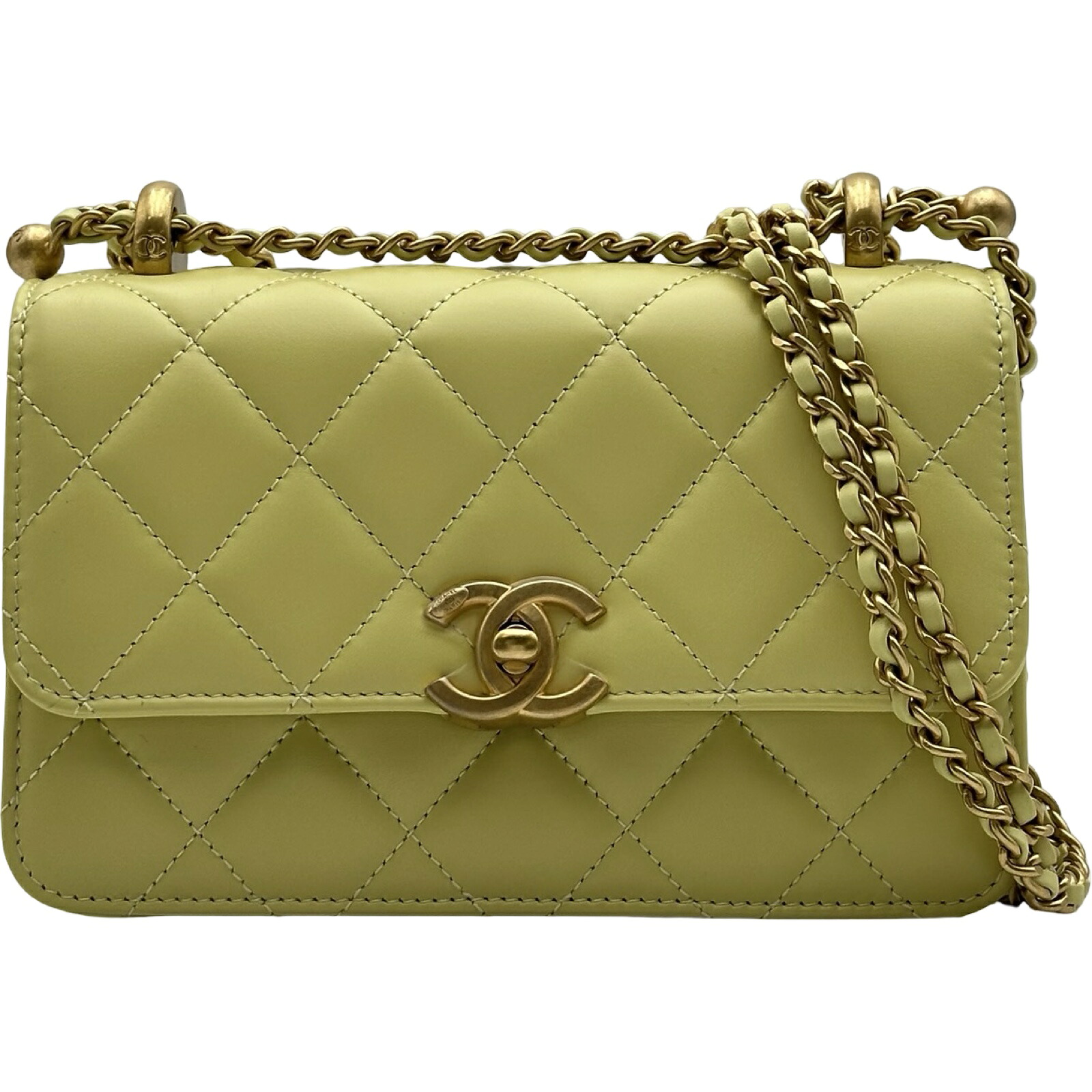 シャネル CHANEL マトラッセ チェーンショルダー AP2289 イエロー ゴールド金具 カーフスキン レディース ショルダーバッグ【中古】|OKURA(おお蔵)店