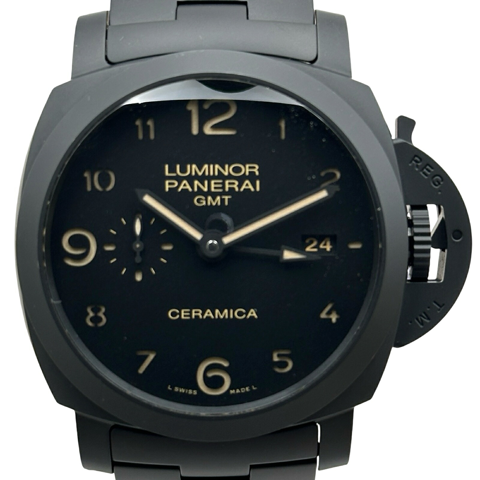 パネライ PANERAI ルミノール1950トゥットネロ3デイズ GMTオートマティック チェラミカ PAM00438 ブラック チタン/セラミック 自動巻き メンズ 腕時計【中古】|OKURA(おお蔵)店