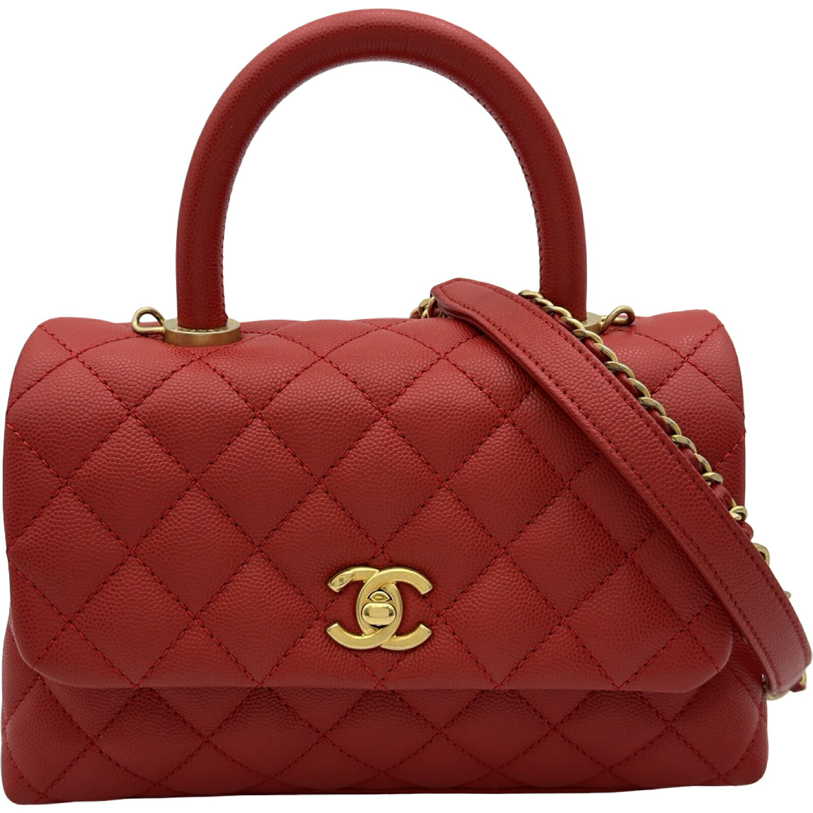シャネル CHANEL ココハンドルXS A92990 27番台 レッド ゴールド金具 キャビアスキン レディース ショルダーバッグ【中古】|OKURA(おお蔵)店