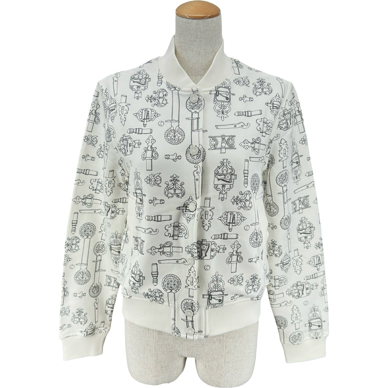 エルメス HERMES フェロヌリープリントジャケット 6E4218DG ホワイト コットン レディース その他アウター【中古】｜OKURA（おお蔵）店