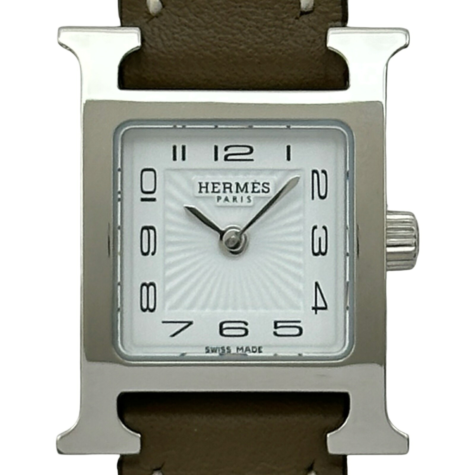 エルメス HERMES Hウォッチ ミニ HH1.110 ホワイト ステンレススチール クオーツ レディース 腕時計【中古】｜OKURA（おお蔵）店