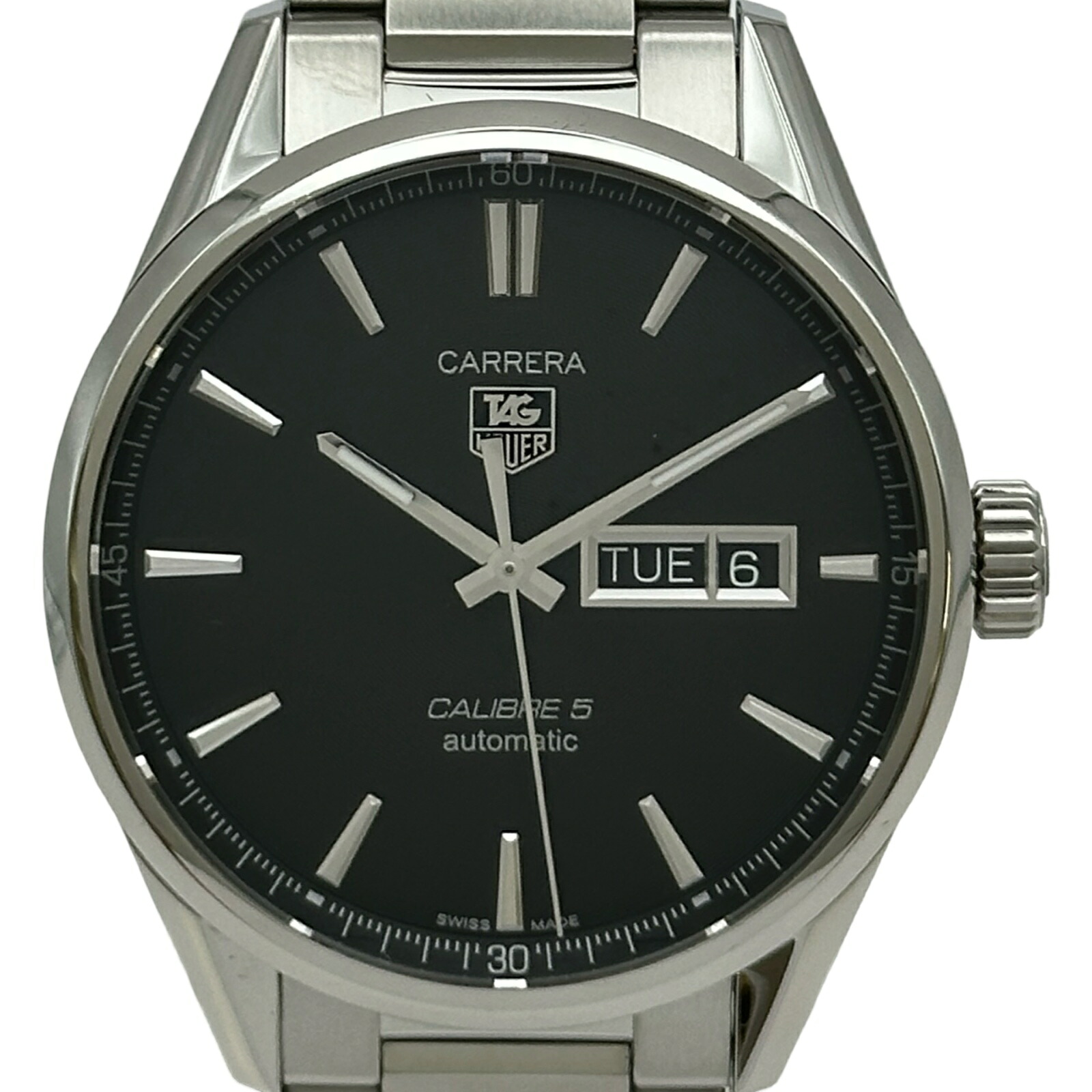 タグ・ホイヤー TAG HEUER カレラ キャリバー5 デイデイト WAR201A.BA0723 ブラック ステンレススチール 自動巻き メンズ 腕時計【中古】｜OKURA（おお蔵）店