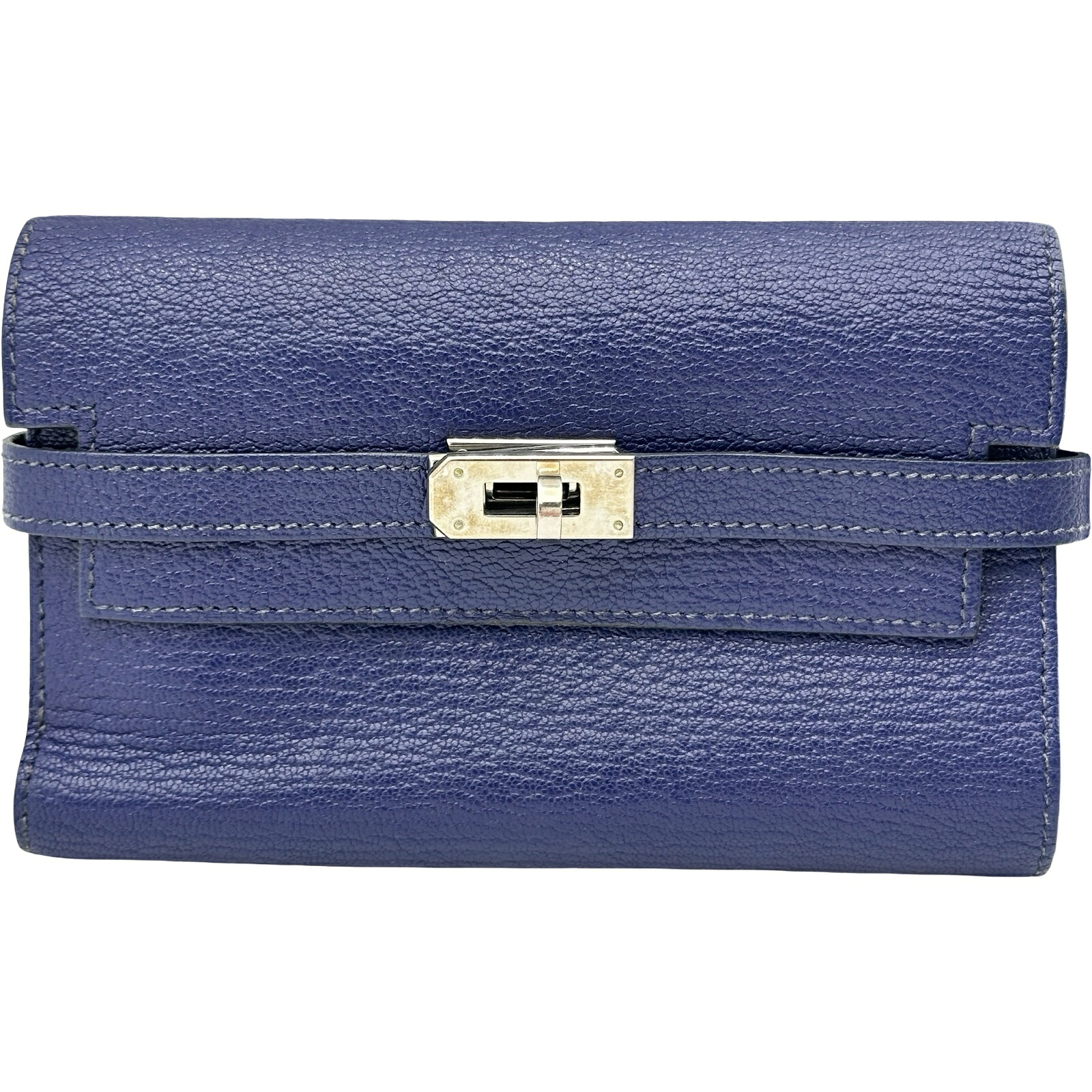 エルメス HERMES ケリーウォレット ミディアム C刻印 ブルーアンクル シェーブル レディース 二つ折り財布【中古】|OKURA(おお蔵)店