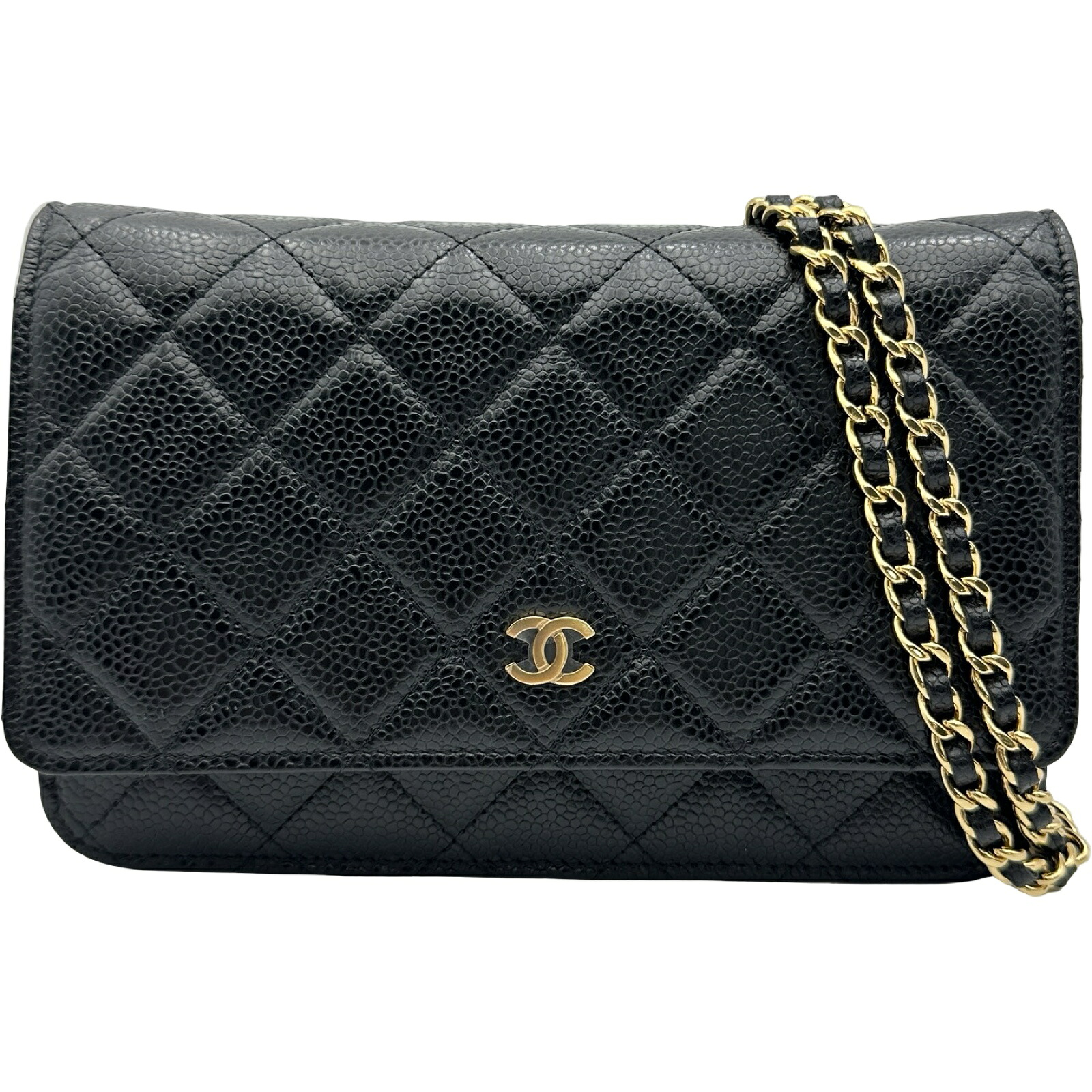 シャネル CHANEL マトラッセチェーンウォレット AP0250 ブラック ゴールド金具 キャビアスキン レディース ショルダーバッグ【中古】｜OKURA（おお蔵）店