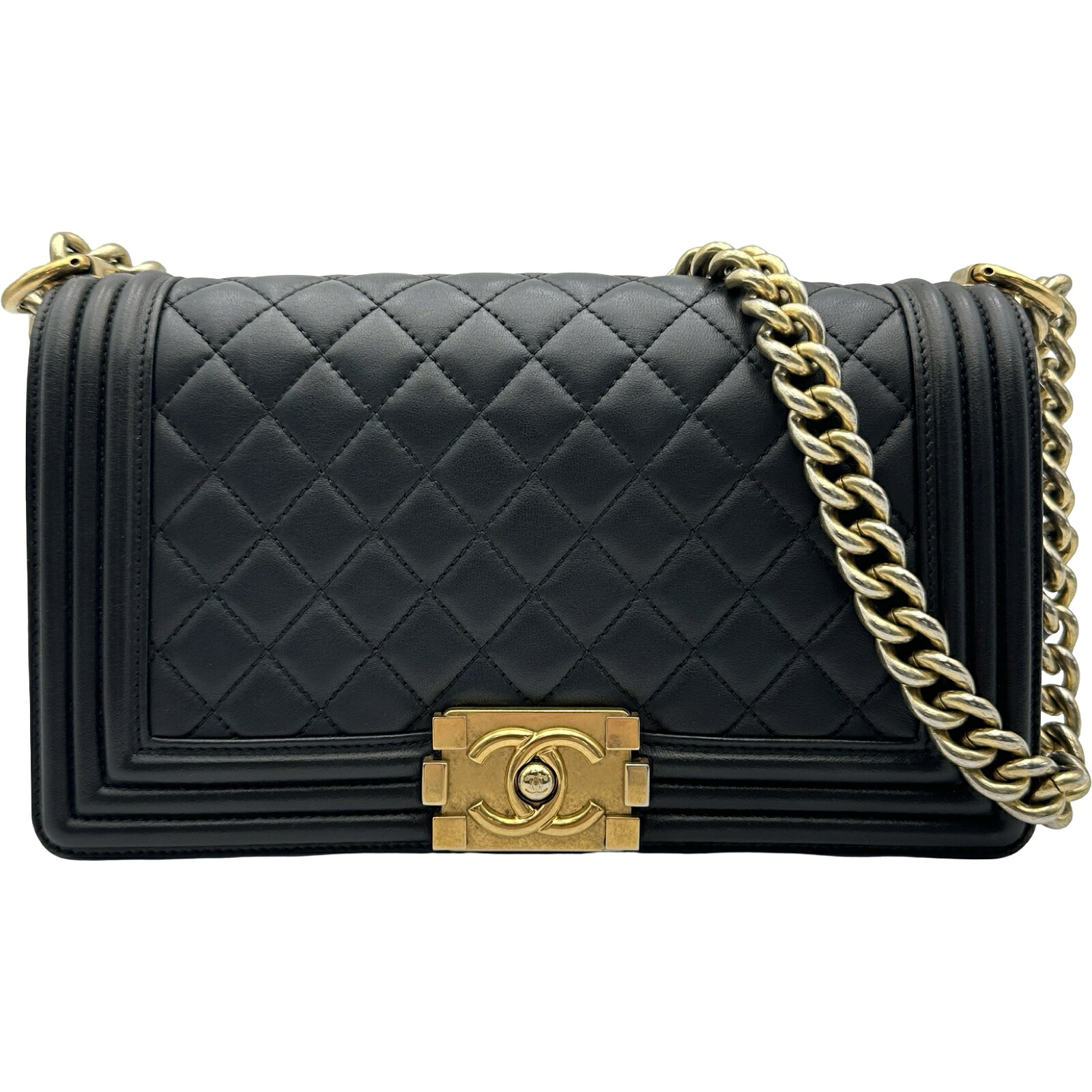 シャネル CHANEL ボーイシャネル25 A67086 23番台 ブラック ゴールド金具 ラムスキン レディース ショルダーバッグ【中古】｜OKURA（おお蔵）店