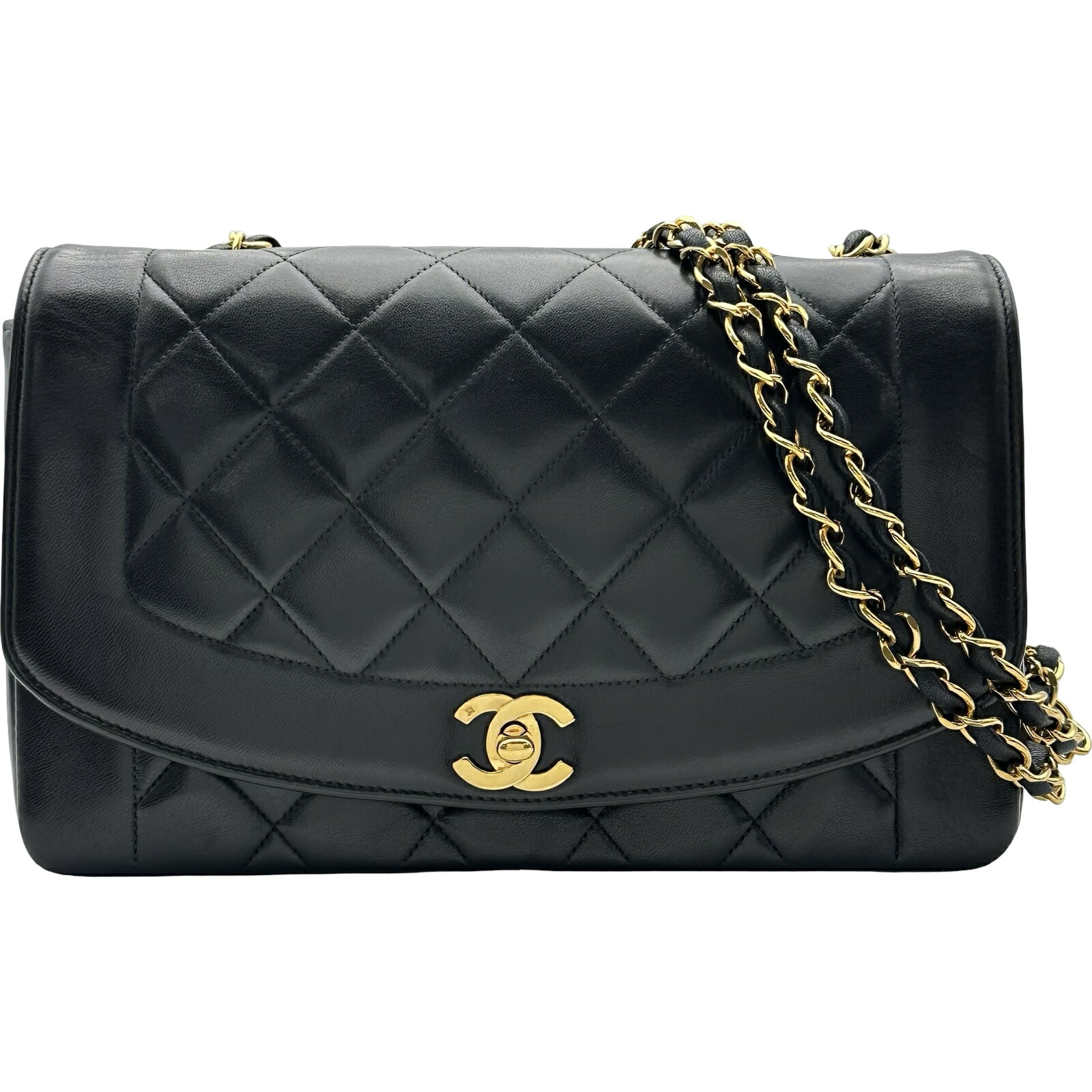 シャネル CHANEL ダイアナ25 A01165 4番台 ブラック ゴールド金具 ラムスキン レディース ショルダーバッグ【中古】|OKURA(おお蔵)店