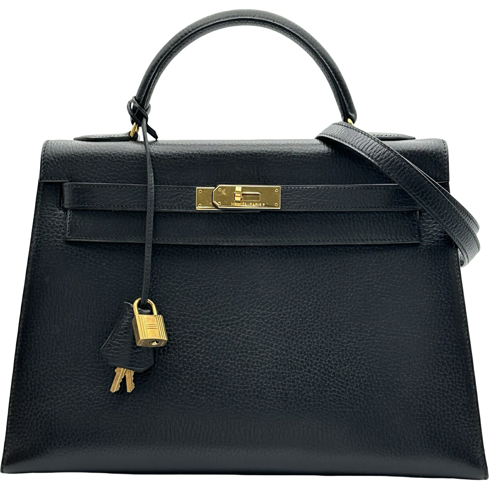 エルメス HERMES ケリー32 外縫い 〇U刻印 ブラック ゴールド金具 アルデンヌ レディース ショルダーバッグ【中古】|OKURA(おお蔵)店