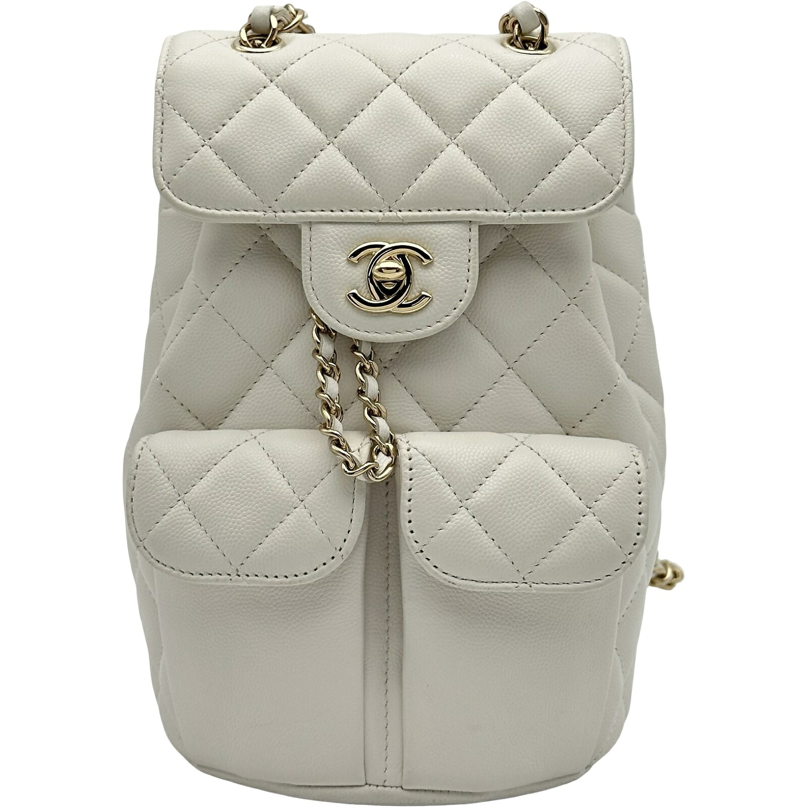 シャネル CHANEL ココマークバックパック AS3290 ホワイト ゴール金具 キャビアスキン レディース リュック・デイパック【中古】|OKURA(おお蔵)店