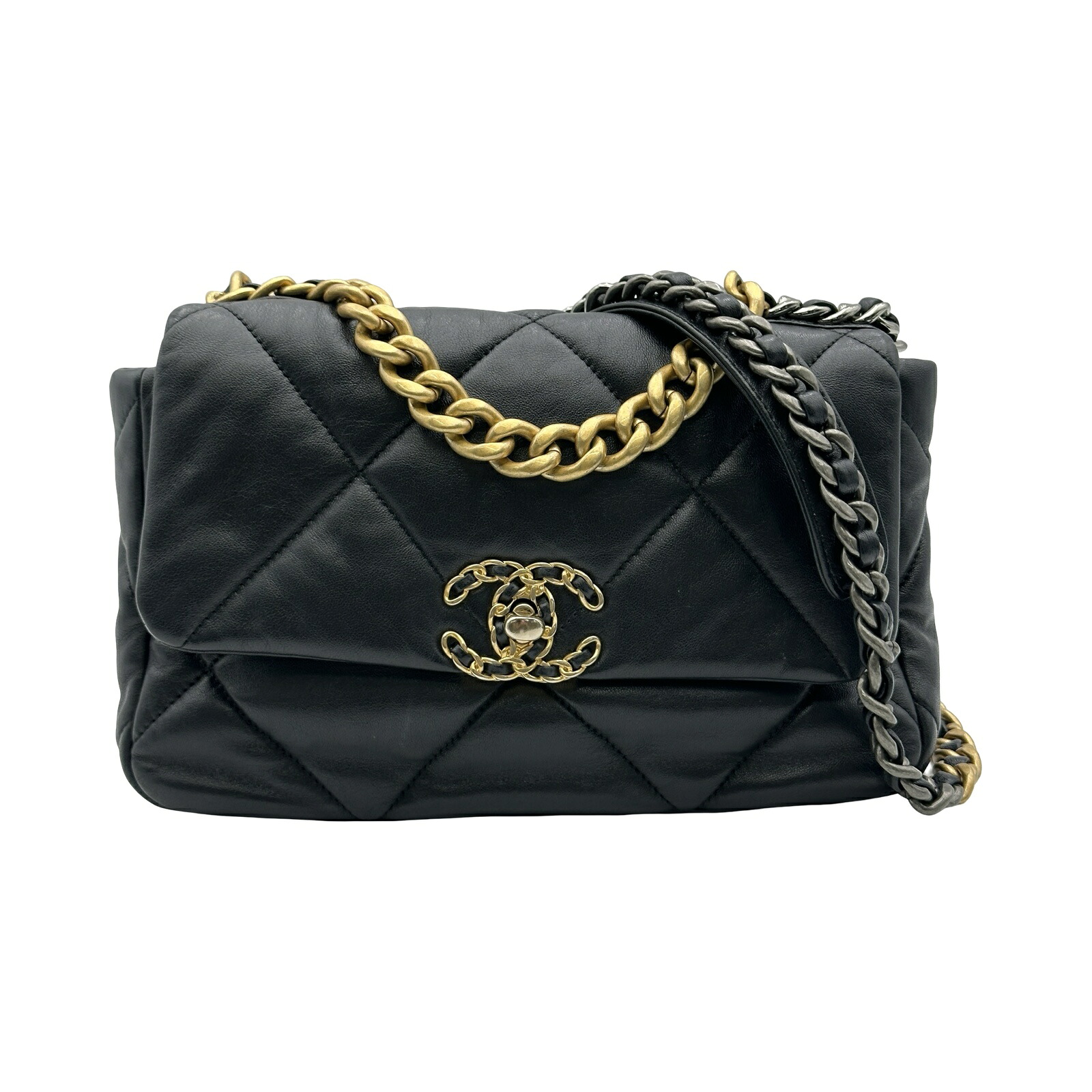 シャネル CHANEL CHANEL 19 バッグ AS1160 ブラック ゴールド/シルバー金具 ラムスキン レディース ショルダーバッグ【中古】|OKURA(おお蔵)店