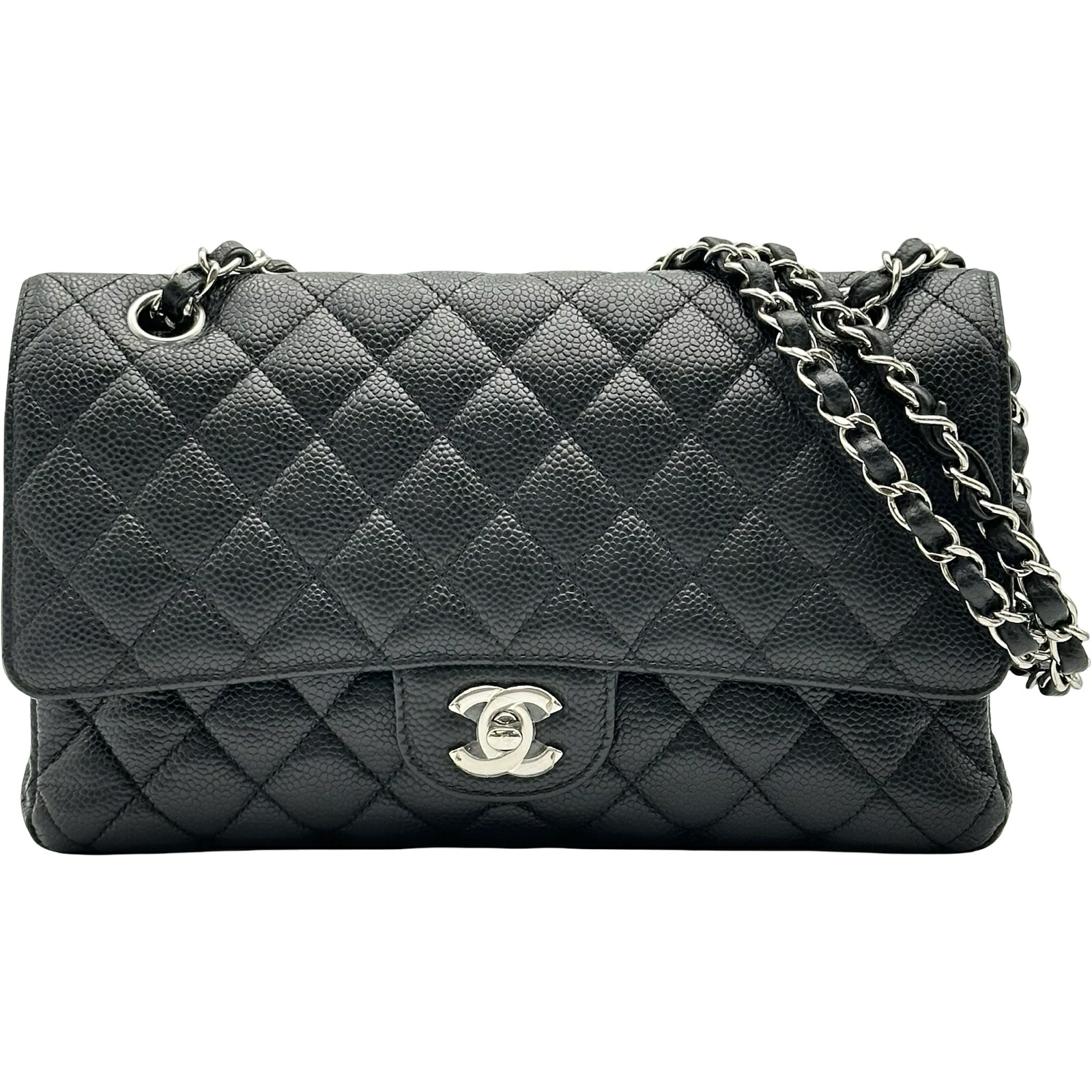 シャネル CHANEL マトラッセ25 A01112 28番台 ブラック シルバー金具 キャビアスキン レディース ショルダーバッグ【中古】|OKURA(おお蔵)店
