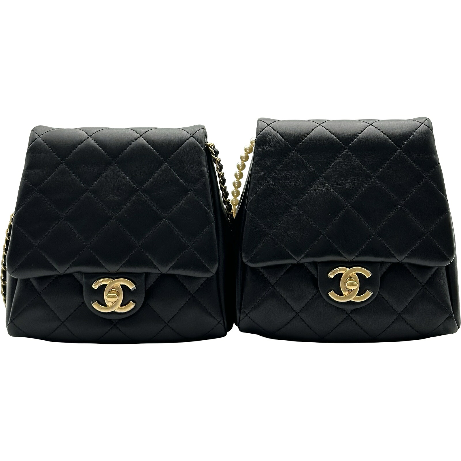 シャネル CHANEL マトラッセツインパック AS0614 27番台 ブラック ゴールド金具 ラムスキン レディース ショルダーバッグ【中古】｜OKURA（おお蔵）店