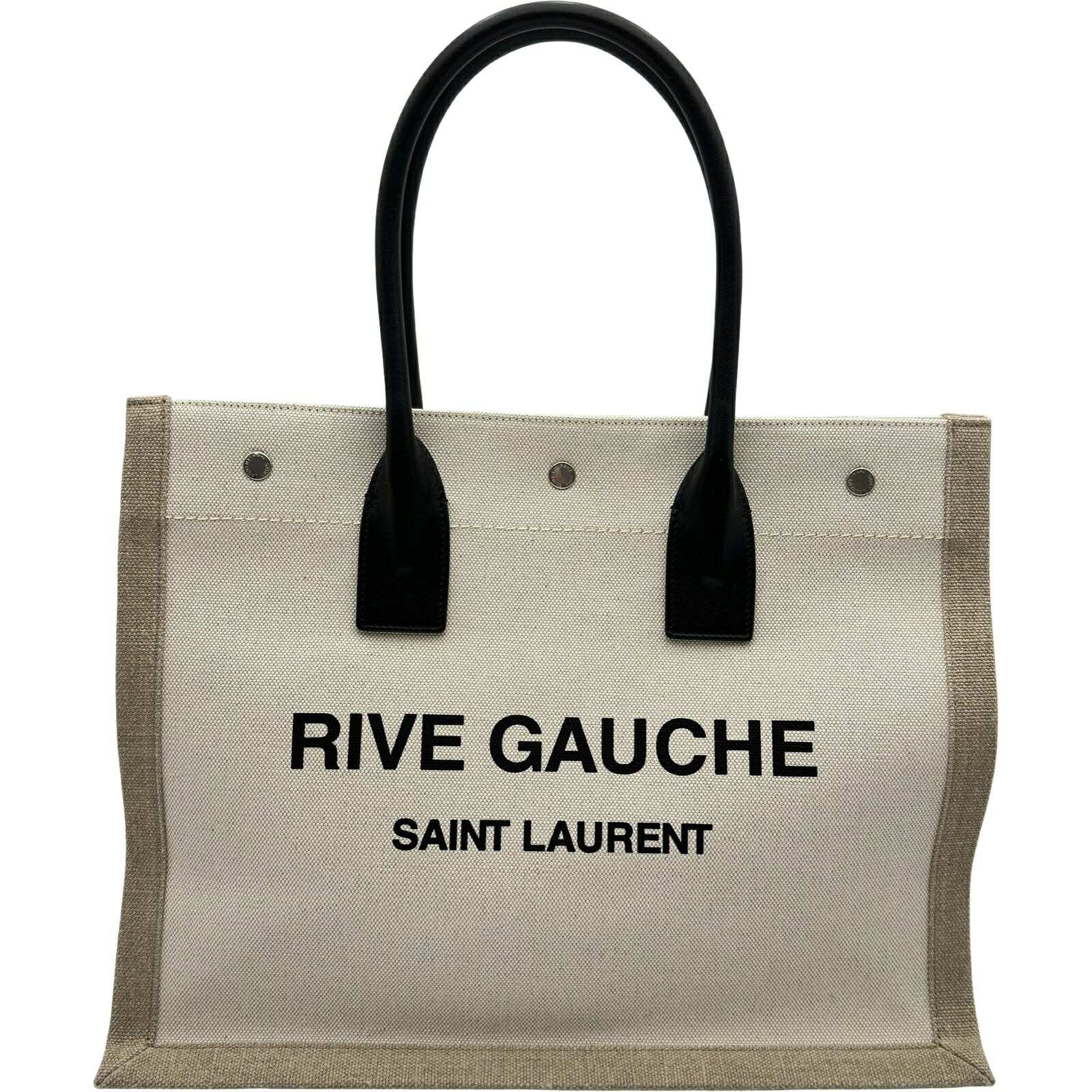 サンローラン SAINT LAURENT リヴゴーシュトートバッグ 617481 アイボリー キャンバス/レザー レディース トートバッグ【中古】|OKURA(おお蔵)店