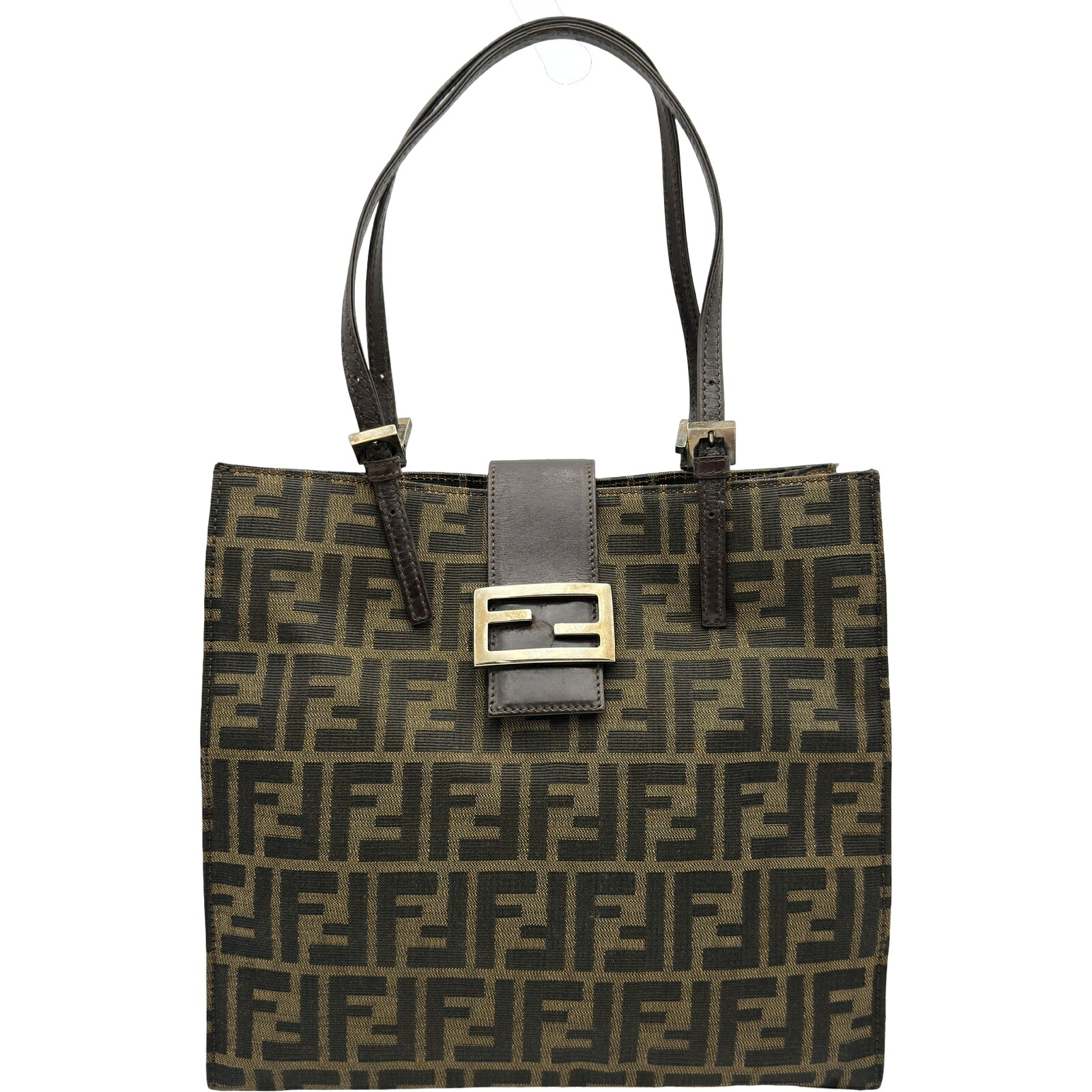 フェンディ FENDI ズッカ柄トートバッグ ブラウン キャンバス/レザー レディース トートバッグ【中古】｜OKURA（おお蔵）店