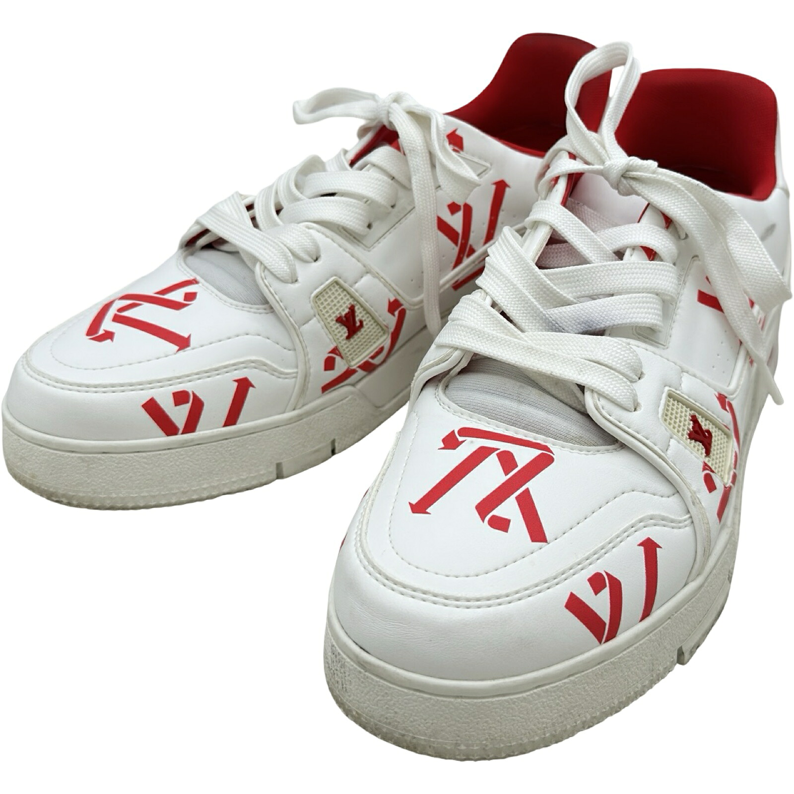 ルイ・ヴィトン LOUIS VUITTON トレイナーラインローカットスニーカー LD0272 ホワイト レザー レディース スニーカー【中古】｜OKURA（おお蔵）店