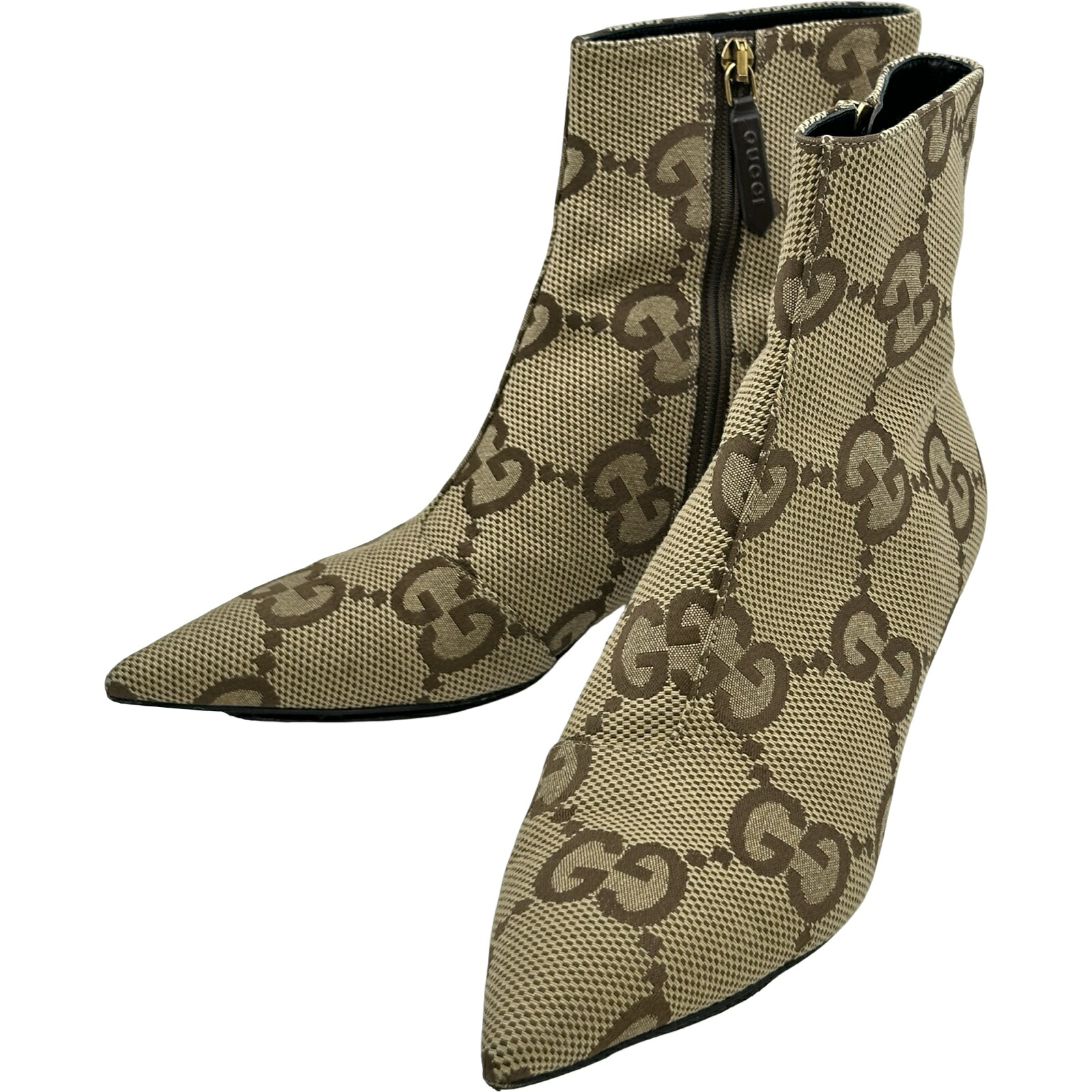 グッチ GUCCI x BALENCIAGA サイドジップブーツ 676555 ベージュ レディース ブーツ【中古】｜OKURA（おお蔵）店
