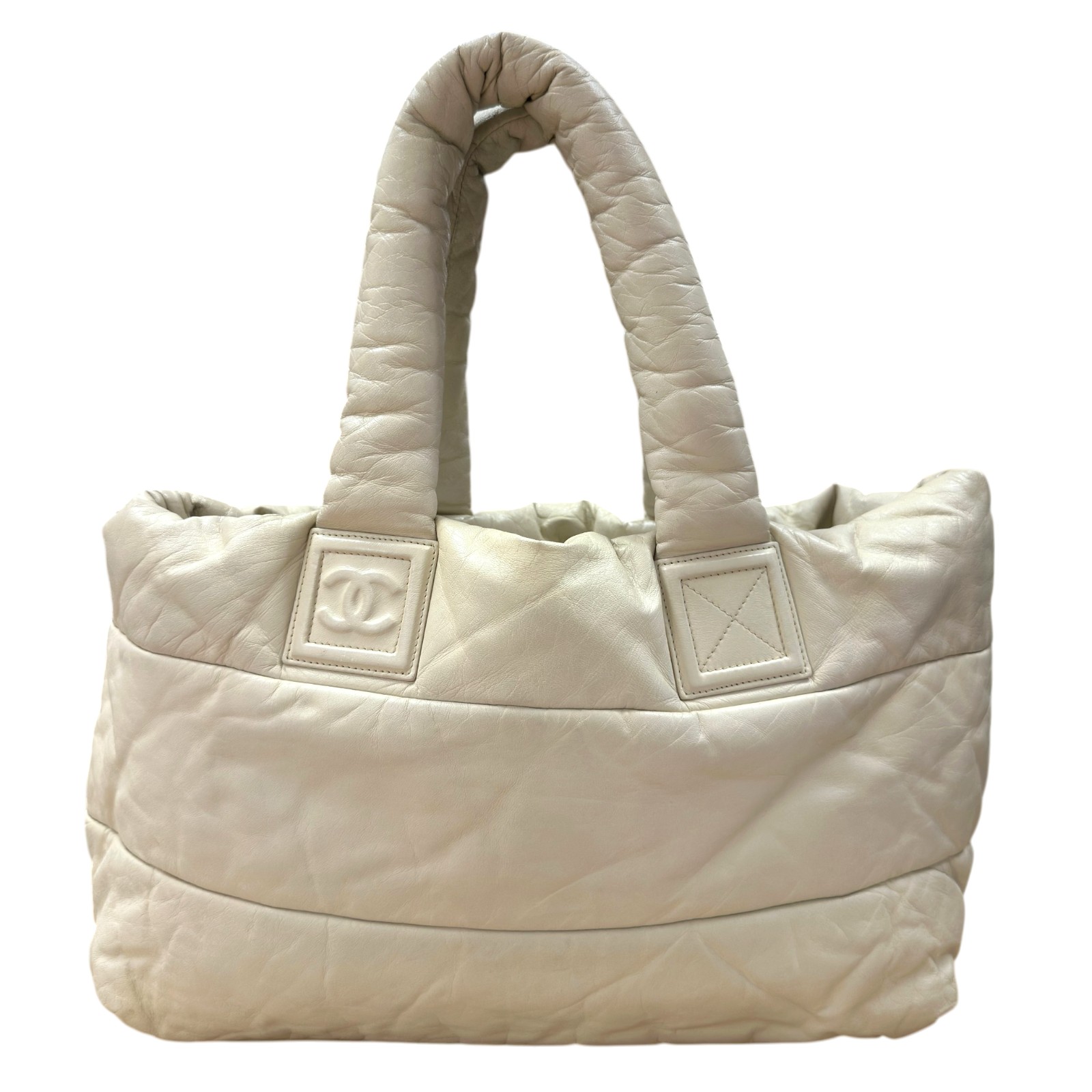シャネル CHANEL コココクーン トートMM A48611 13番台 アイボリー ラムスキン レディース トートバッグ【中古】｜OKURA（おお蔵）店