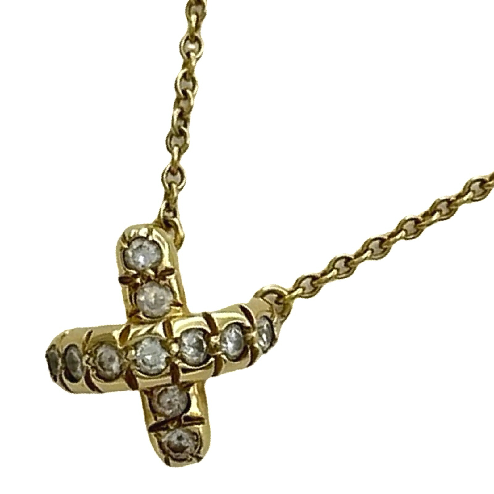 ティファニー TIFFANY＆CO クロスステッチダイヤネックレス ゴールド 750 ダイヤモンド ジュエリー【中古】｜OKURA（おお蔵）店 100,100円