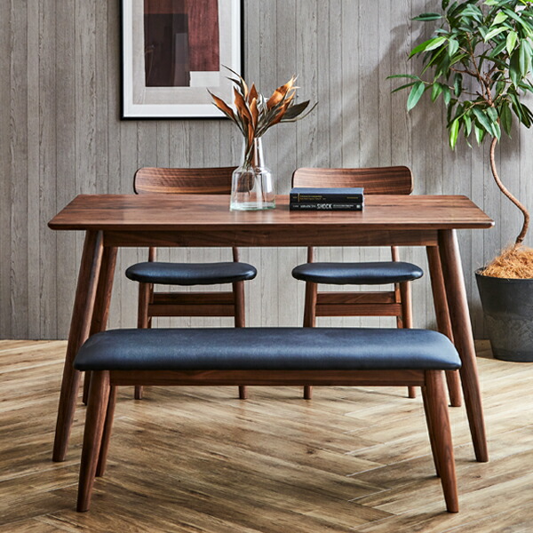 人気の春夏 4人掛け 4点 135cm ダイニングテーブルセット ダイニングセット 送料無料 無垢材 Wo ダイニングセット135ares おしゃれ 天然木 ベンチ モダン 肘付き ダイニングチェア リビングダイニングセット ウォールナット 木製 北欧 ダイニングセット