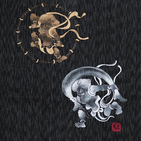 激安特価 部屋着 キングサイズ黒4l 風神雷神の手書き絵 しじら織甚平 65 Off 送料無料 Otofreak Com