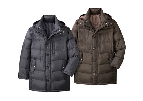 オープニング 大放出セール メンズファッション コート ジャケット トロイ ブロス フード付きダウンハーフコート Ll ブラウン Fkm Unej Ac Id