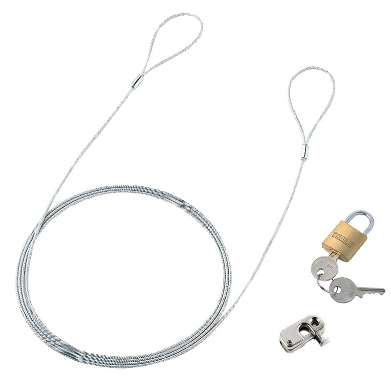 楽天市場】パソコンセキュリティワイヤーロック（南京錠タイプ）SANWA