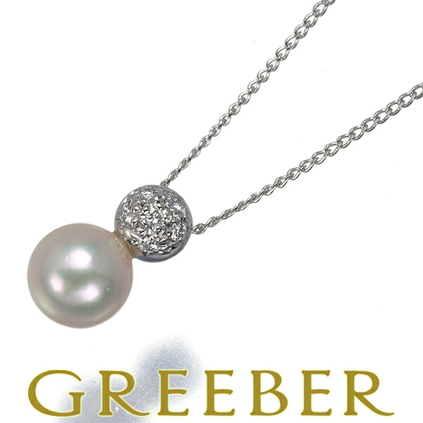 ★ポイント5倍対象商品★ TASAKI タサキ ネックレス パール 真珠 6.4mm ダイヤ ダイヤモンド 0.04ct パヴェ 一粒 Pt850 Necklace【中古】BLJ｜グリーバー