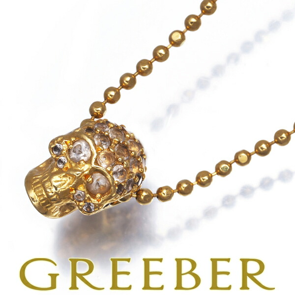 ジャスティンデイビス ネックレス ホワイトトパーズ スカル K18YG Necklace【中古】BLJ/GENJ|グリーバー