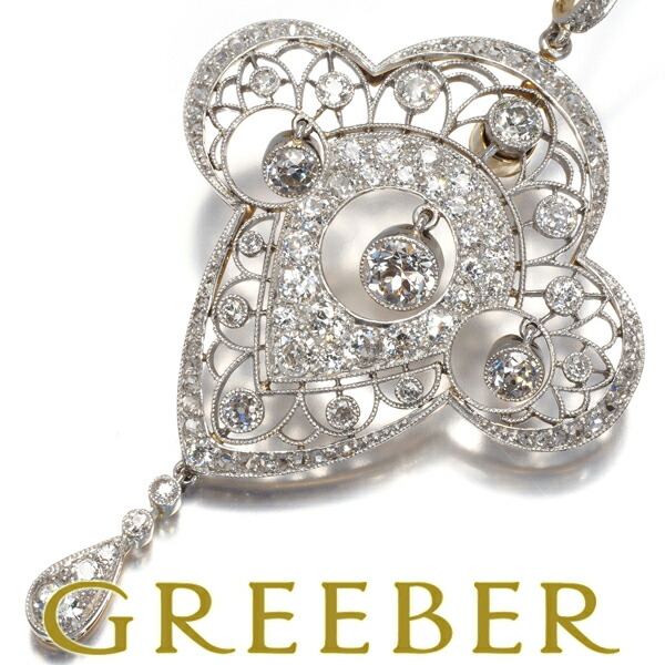 ダイヤ ダイヤモンド アンティーク ネックレス シングルカット オールドカット K18YG/Pt900/シルバー Necklace【中古】GENJ 限界値下げ品