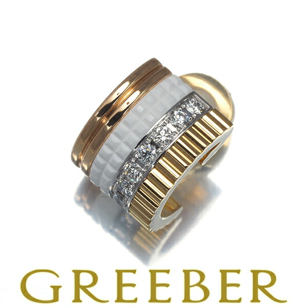 ★ポイント5倍対象商品★BOUCHERON ブシュロン イヤリング ダイヤ ダイヤモンド キャトルホワイト SM フープ 片耳 K18YG/WG/PG/セラミック 保証書 Earrings【中古】BLJ
