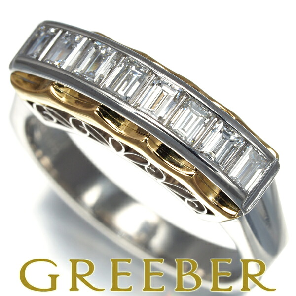 ダイヤ ダイヤモンド 0.670ct コンビカラー バゲットカット リング Pt900/K18YG Ring 指輪 【中古】GENJ