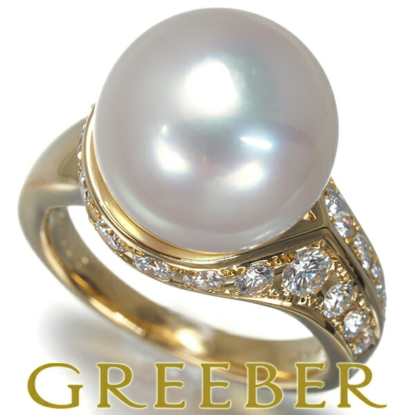 MIKIMOTO ミキモト リング パール 白蝶真珠 12.3mm ダイヤ ダイヤモンド 0.87ct 12号 K18YG Pearl Ring 指輪 【中古】BLJ