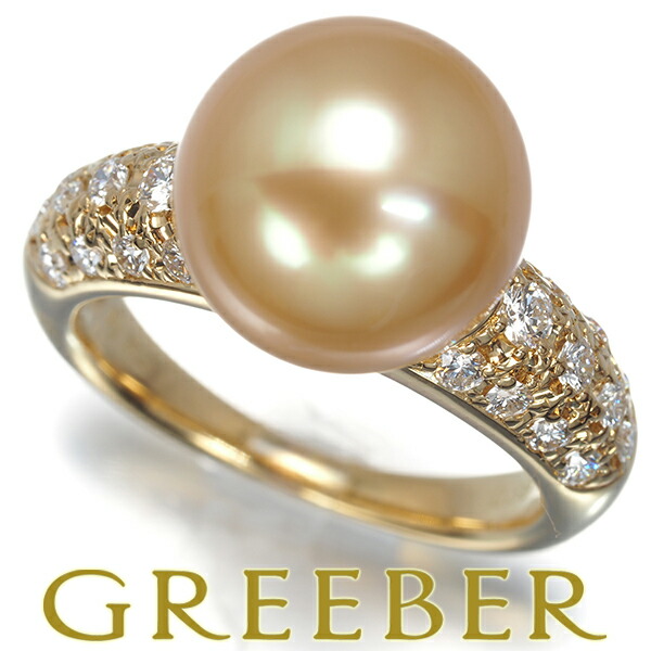 TASAKI タサキ リング ゴールデン パール 真珠 10.9mm ダイヤ ダイヤモンド 0.39ct 9号 K18YG ソーティング Pearl Ring 指輪 【中古】BLJ｜グリーバー