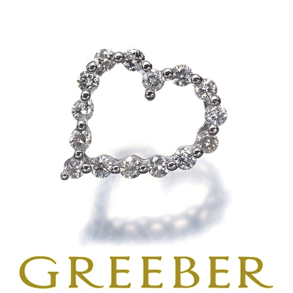 ダイヤ ダイヤモンド 0.57ct ハート ペンダント トップ K18WG Pendant【中古】GENJ 限界値下げ品|グリーバー