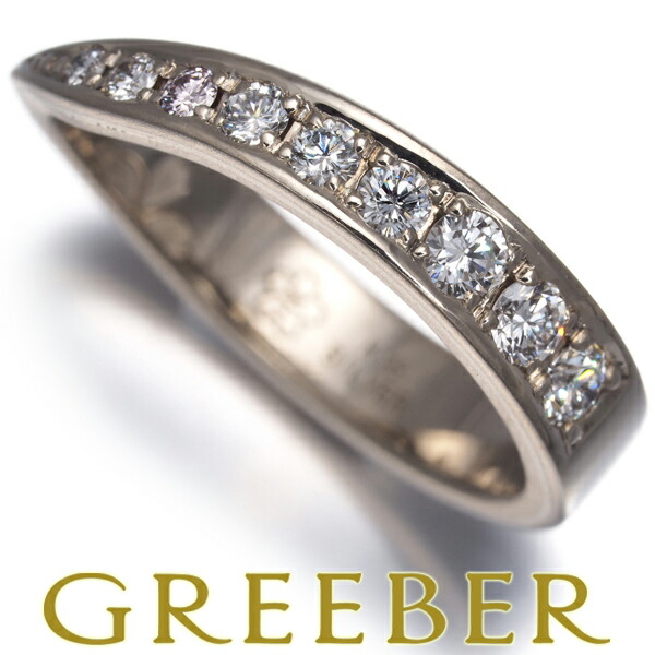 杢目金屋 リング ピンク&クリア ダイヤ ダイヤモンド 艶消し 9.5号 K18WG/PG/シルバー Ring 指輪 【中古】BLJ/GENJ