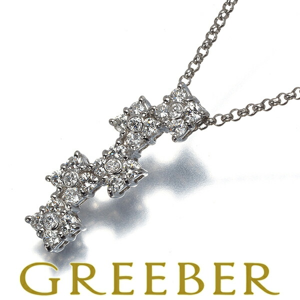 ★ポイント5倍対象商品★ ダイヤ ダイヤモンド 0.55ct フラワー ネックレス Pt900/Pt850 Necklace【中古】GENJ|グリーバー