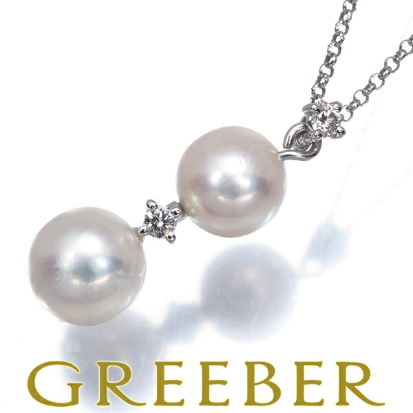 TASAKI タサキ ネックレス パール 真珠 6.3mm/6.7mm ダイヤ ダイヤモンド 0.05ct K18WG Necklace【中古】BLJ｜グリーバー