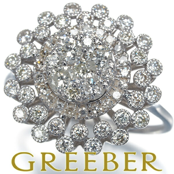 ★ポイント5倍対象商品★ ダイヤ ダイヤモンド 1.00ct ミルグレイン フラワー リング K18WG Ring 指輪 【中古】GENJ|グリーバー