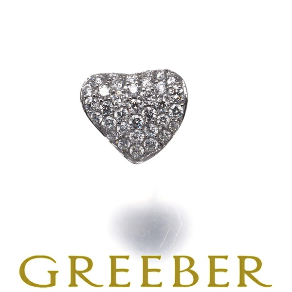 ダイヤ ダイヤモンド 0.37ct ハート パヴェ 片耳 ピアス K18WG Pierce【中古】GENJ｜グリーバー