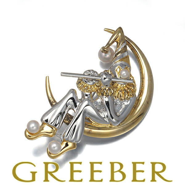 楽天市場】ミキモト ピエロモチーフ パール 真珠 ブローチ シルバー/GP