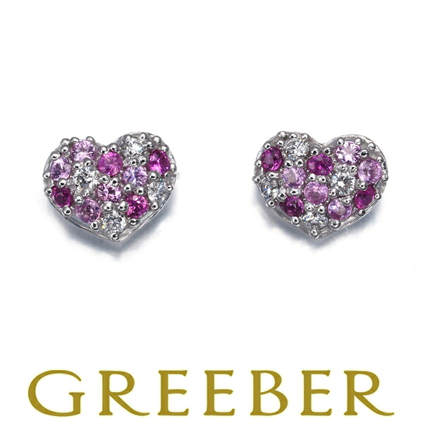 ★ポイント5倍対象商品★ Ponte Vecchio ポンテヴェキオ ピアス サファイア 0.22ct ダイヤ ダイヤモンド 0.09ct ハート パヴェ K18WG 保証書 Pierce【中古】BLJ｜グリーバー