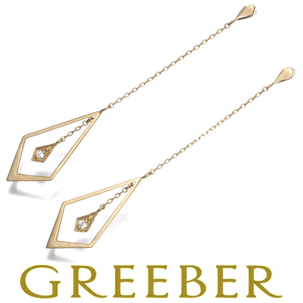 スタージュエリー ピアス ダイヤ ダイヤモンド 0.01ct/0.01ct 揺れる チェーン K18YG Pierce【中古】BLJ/GENJ