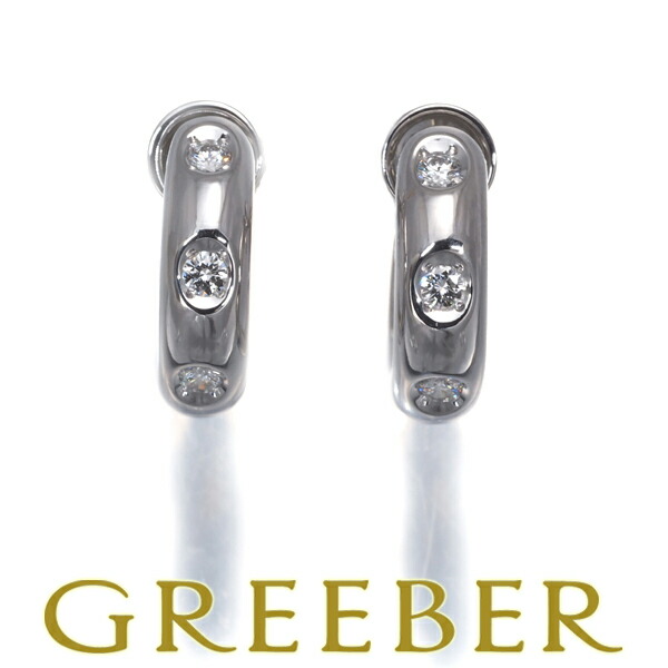★ポイント5倍対象商品★MIKIMOTO ミキモト イヤリング ダイヤ ダイヤモンド 0.06ct/0.06ct フープ K18WG Earrings【中古】BLJ