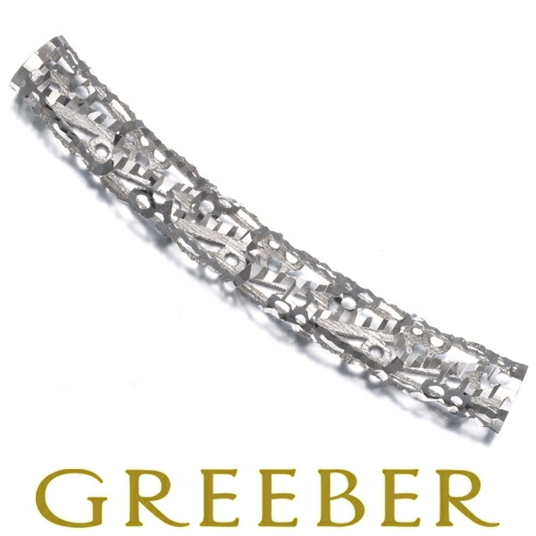 オープンワーク カットシリンダー ペンダント トップ K18WG Pendant【中古】GENJ