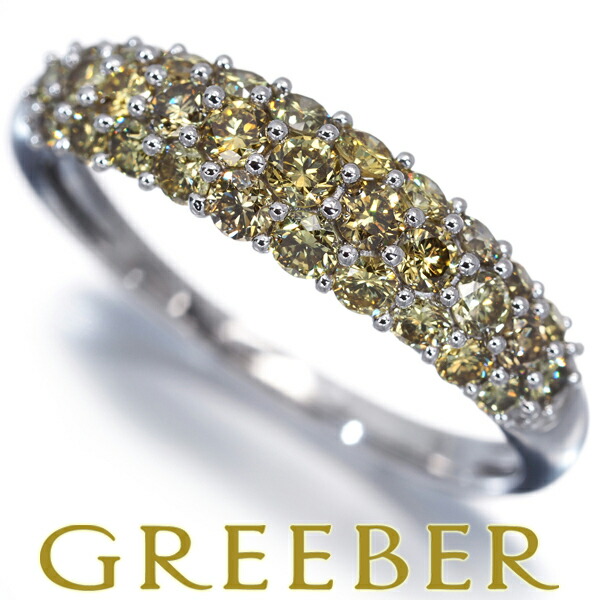 GSTV リング イエロー ダイヤ ダイヤモンド 1.15ct パヴェ 20号 K18WG Ring 指輪 【中古】BLJ/GENJ