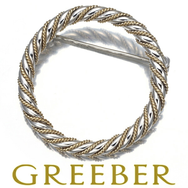 ティファニー　ブローチ　ツイスト　サークル　３連　18金　コンビ　#A-105 ティファニー ブローチ ツイスト サークル 3連 18金 コンビ #A-105