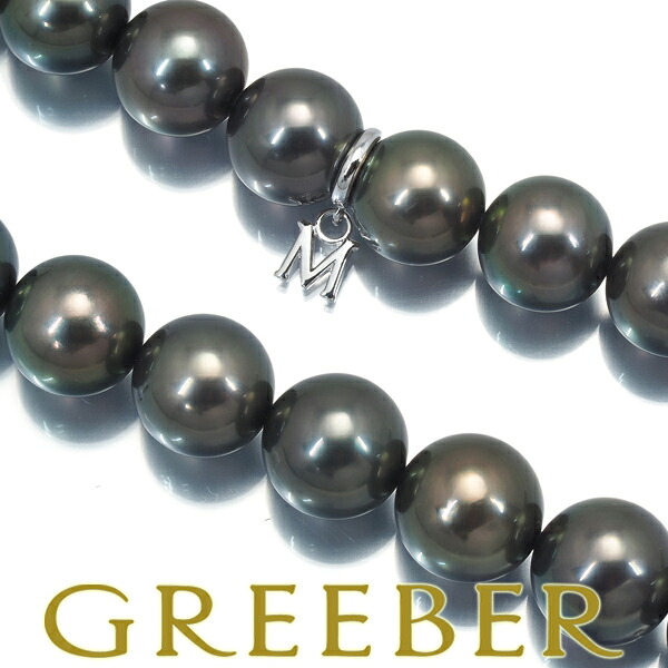 MIKIMOTO ミキモト ネックレス ブラックパール 真珠 9.0-9.5mm K18WG Necklace【中古】BLJ 大幅値下げ品|グリーバー