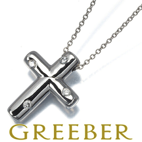 ★ポイント5倍対象商品★ Tiffany&Co. ティファニー ネックレス ダイヤ ダイヤモンド ドッツ クロス Pt950 Necklace【中古】BLJ｜グリーバー
