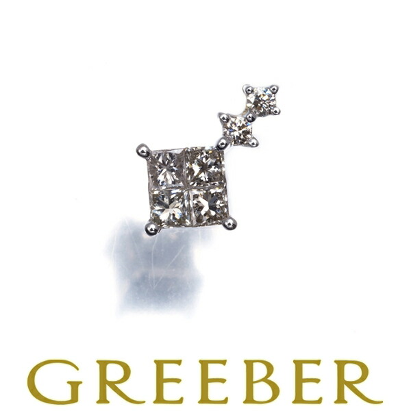 ダイヤ ダイヤモンド 0.22ct ミステリーセッティング ペンダント トップ K18WG Pendant【中古】GENJ
