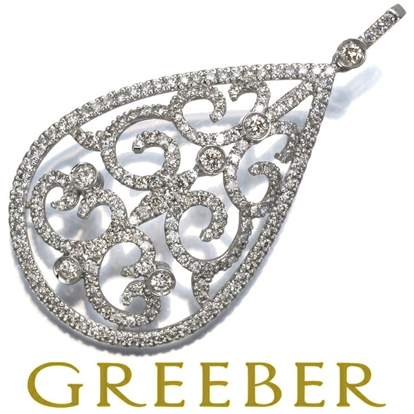 ダイヤ ダイヤモンド 1.15ct 透かし ティアドロップ ペンダント トップ Pt950 Pendant【中古】GENJ